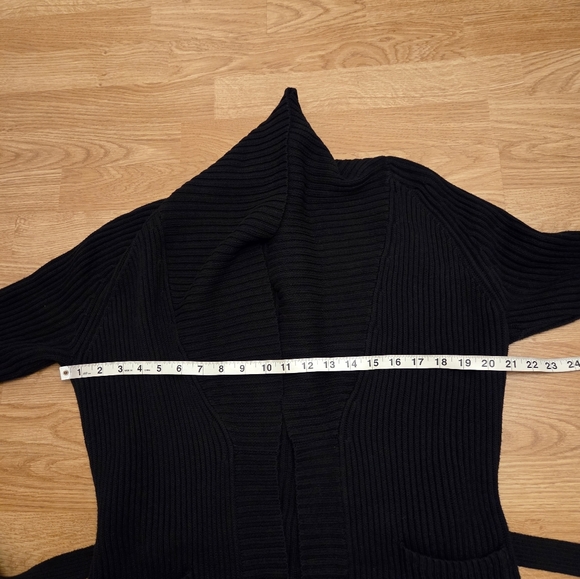 ✨J.CREW✨ 100% Cotton Ribbed Heavyweight Belted Long Cardigan - [Small, Black] - Picture 9 of 13